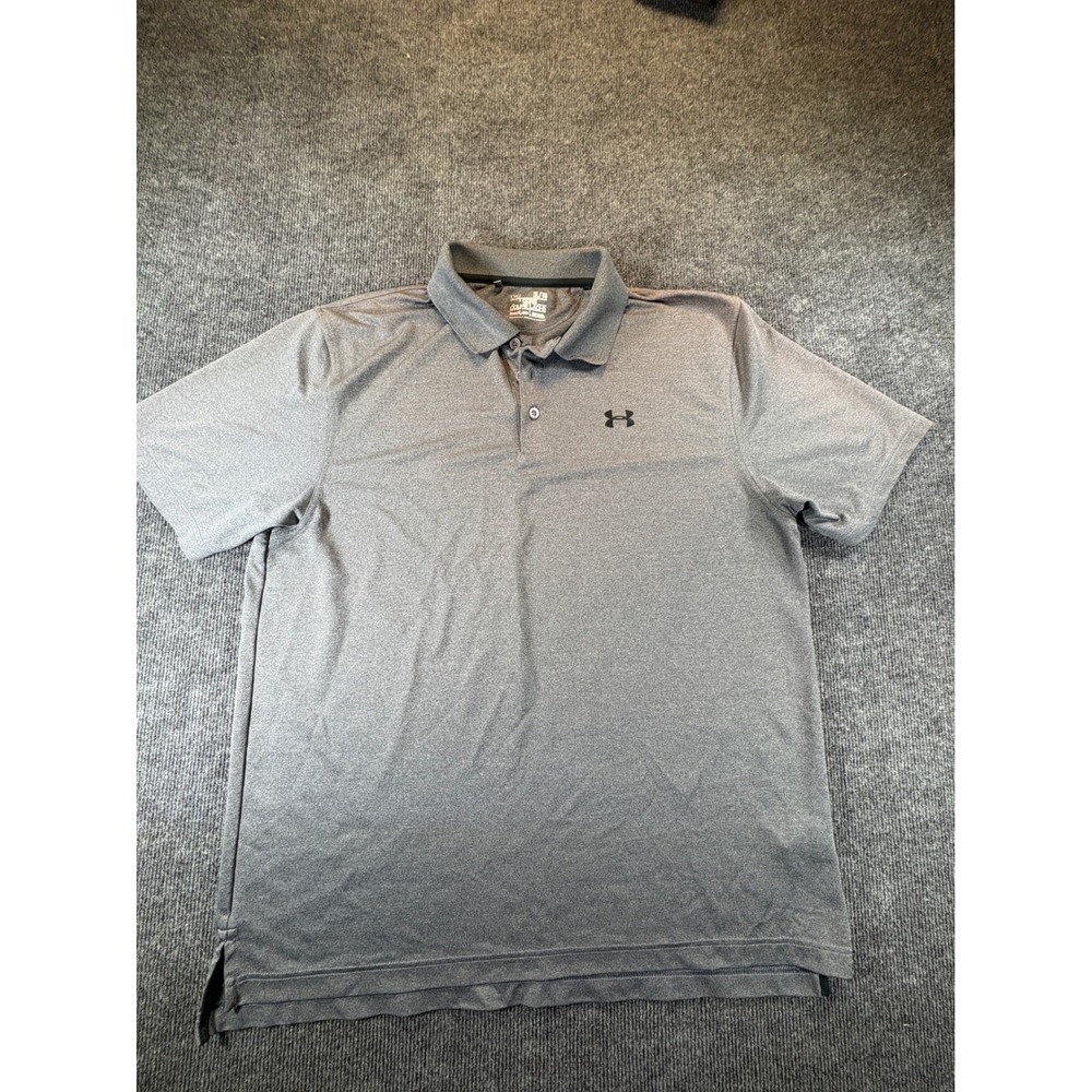 Under Armour Mens HeatGear Loose Fit Polo Shirt Gray‎ Heather XL Short Sleeve